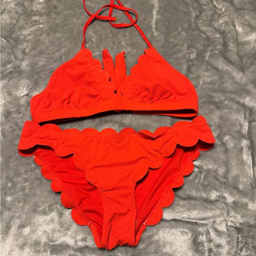 Source Unknown Red Scalloped Bikini